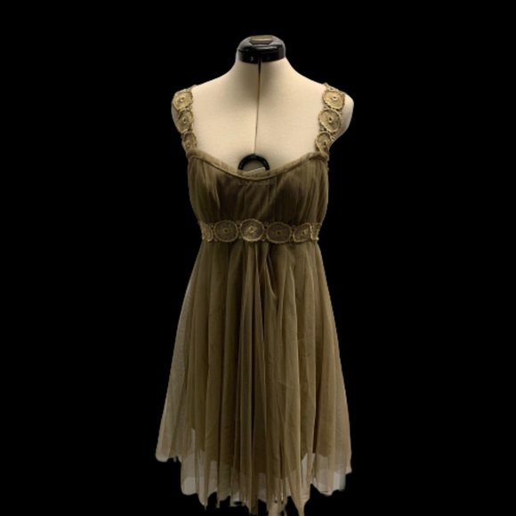 Badgley Mischka Dresses & Skirts - Badgley Mischka Olive Tulle Empire Waist Dress, 4